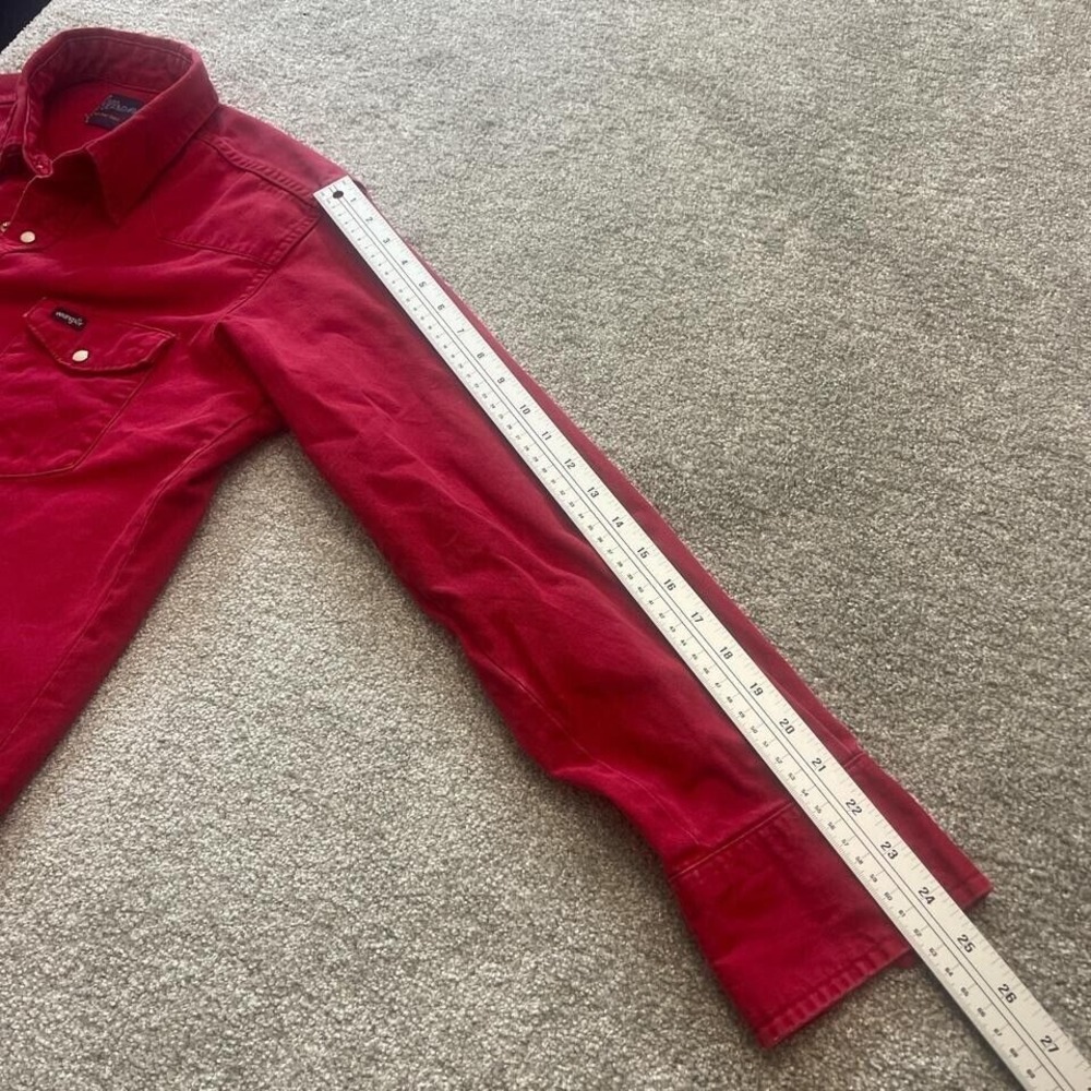 Vintage Red Wrangler X-Long Tails | Pearl  Snap Long Sleeve Made in the USA - Picture 5 of 7